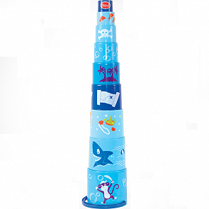 Ведерко-пирамидка Море, 9 предметов, голубая (Gowi, 453-38k)